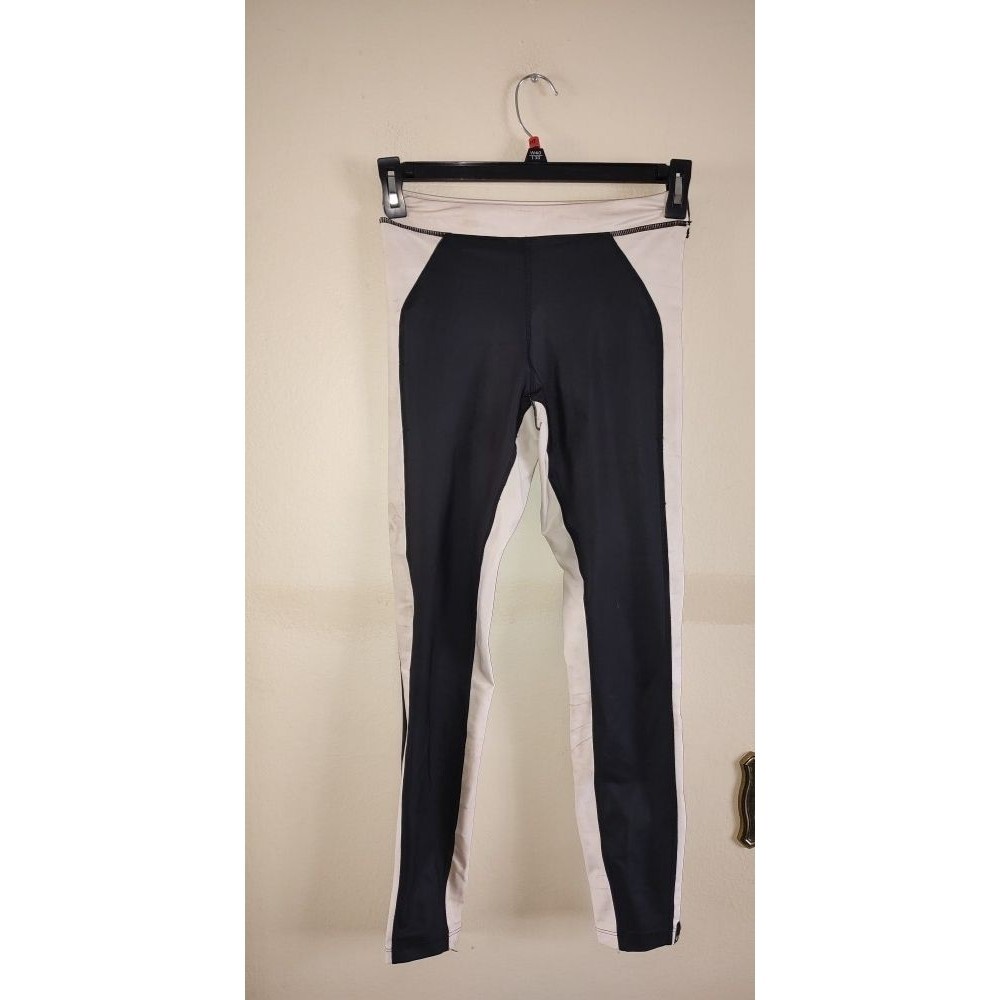 Women's True Religion Black Leggings with Full Length White Stripes Size M